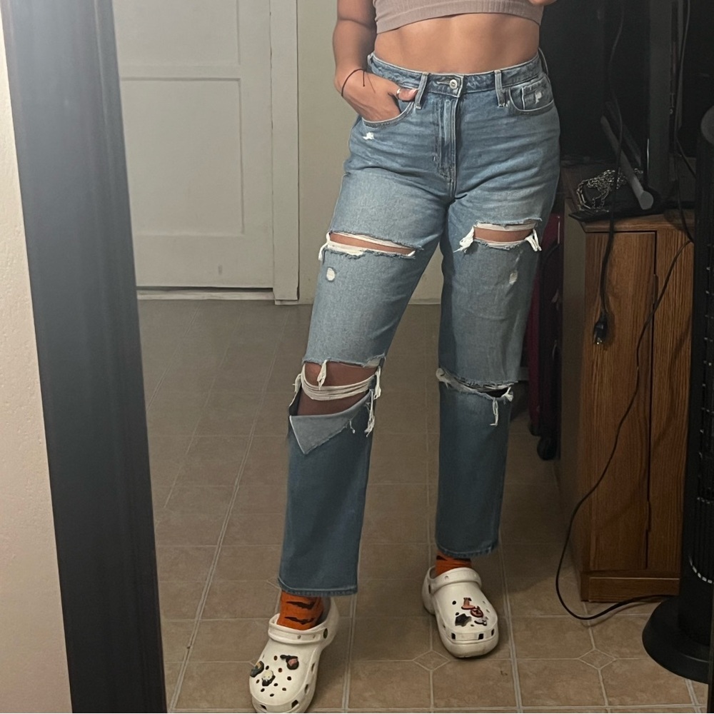 Vintage Straight Ripped Jeans